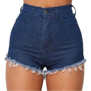 Boutique | High Rise Distressed Denim Shorts